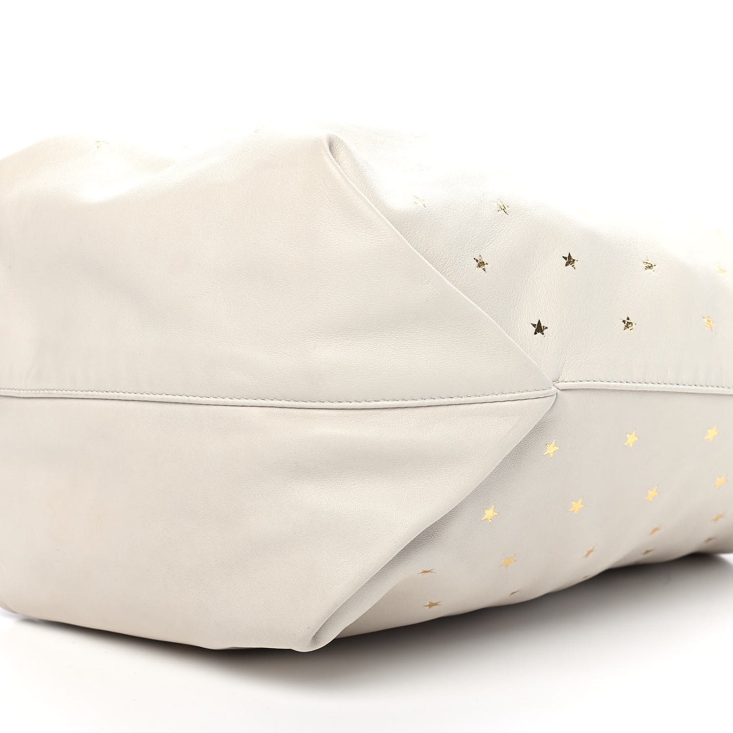 Lambskin Star Printed Teddy Drawstring Bag White