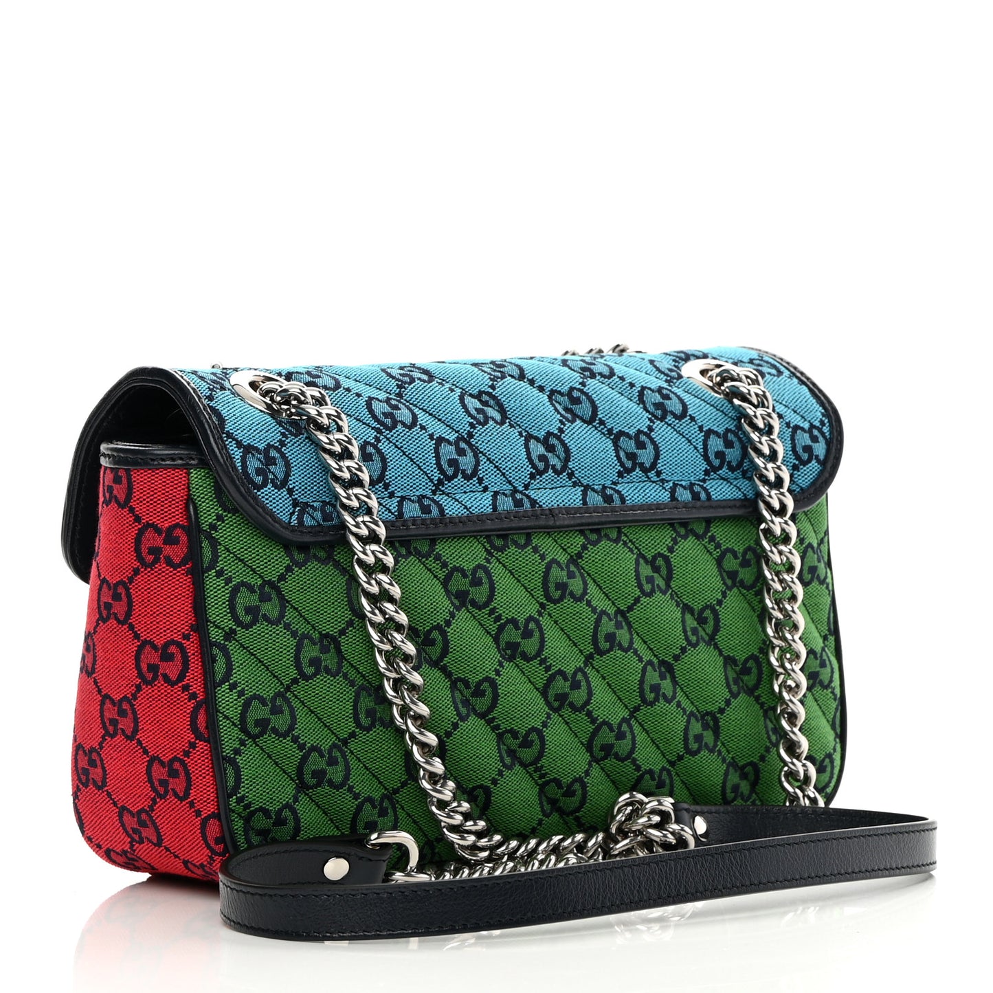 Monogram Multicolor Matelasse Diagonal Small GG Marmont Shoulder Bag Light Blue Pink Blue Green Red