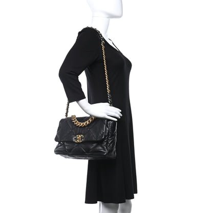 Chanel Goatskin Quilted Large Chanel 19 Flap Black 2 of 7