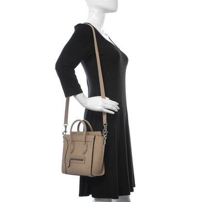 Celine Drummed Calfskin Nano Luggage Dune 2 of 11