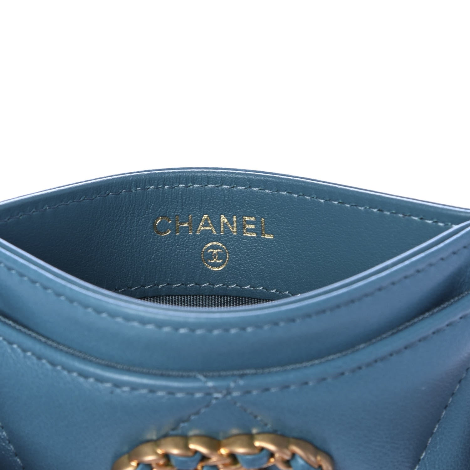 Chanel Lambskin Quilted 19 Card Holder Turquoise 6 of 9