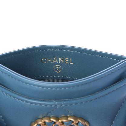Chanel Lambskin Quilted 19 Card Holder Turquoise 6 of 9