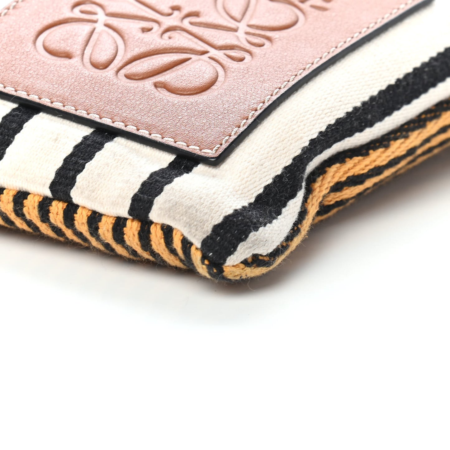 Canvas Calfskin Print Paulas Ibiza Stripes Cushion Crossbody Tan Multicolor