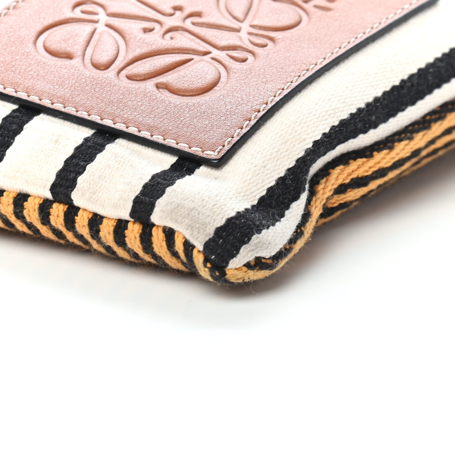 Loewe Canvas Calfskin Print Paulas Ibiza Stripes Cushion Crossbody Tan Multicolor 9 of 10
