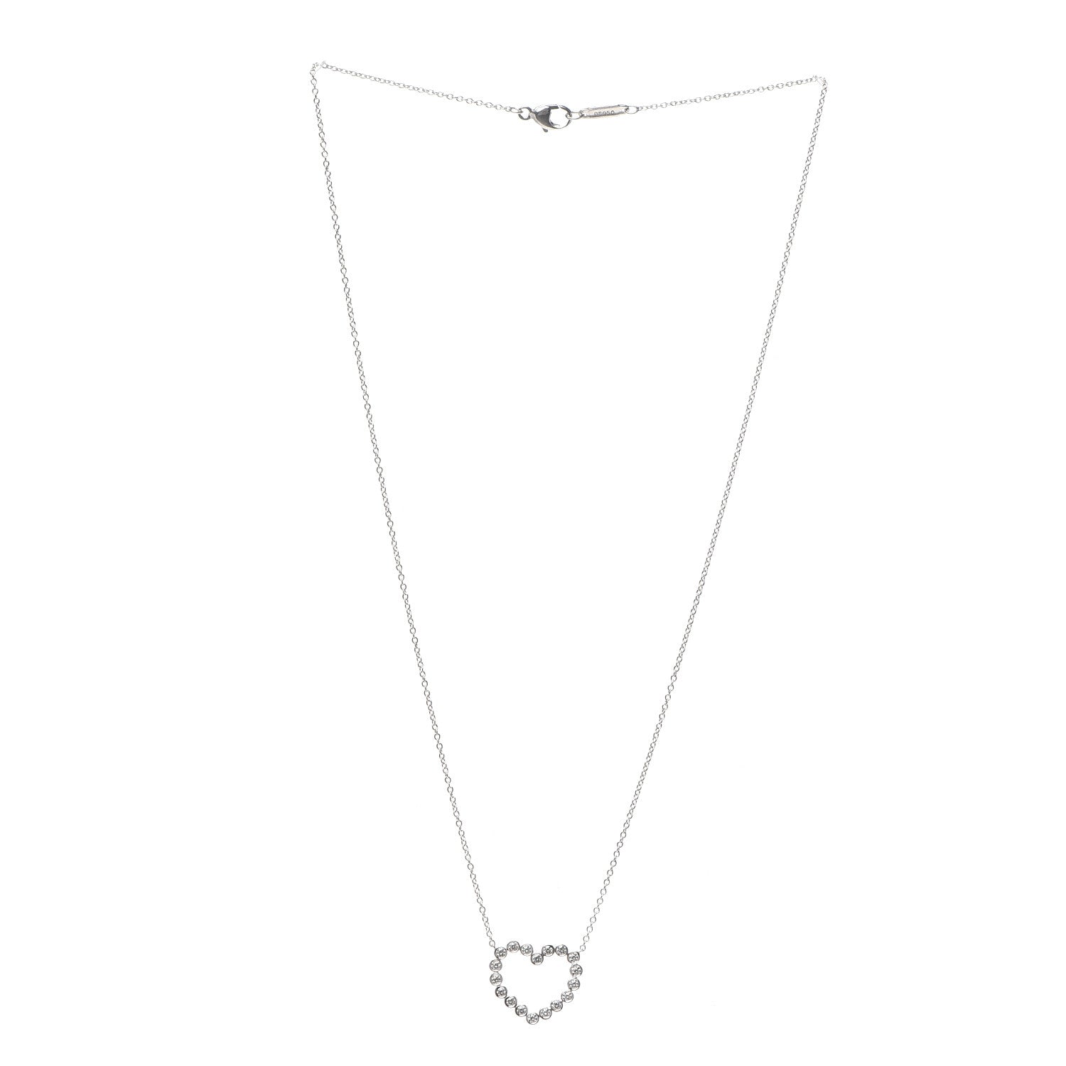 Tiffany Platinum Diamond Jazz Heart Pendant Necklace 3 of 5