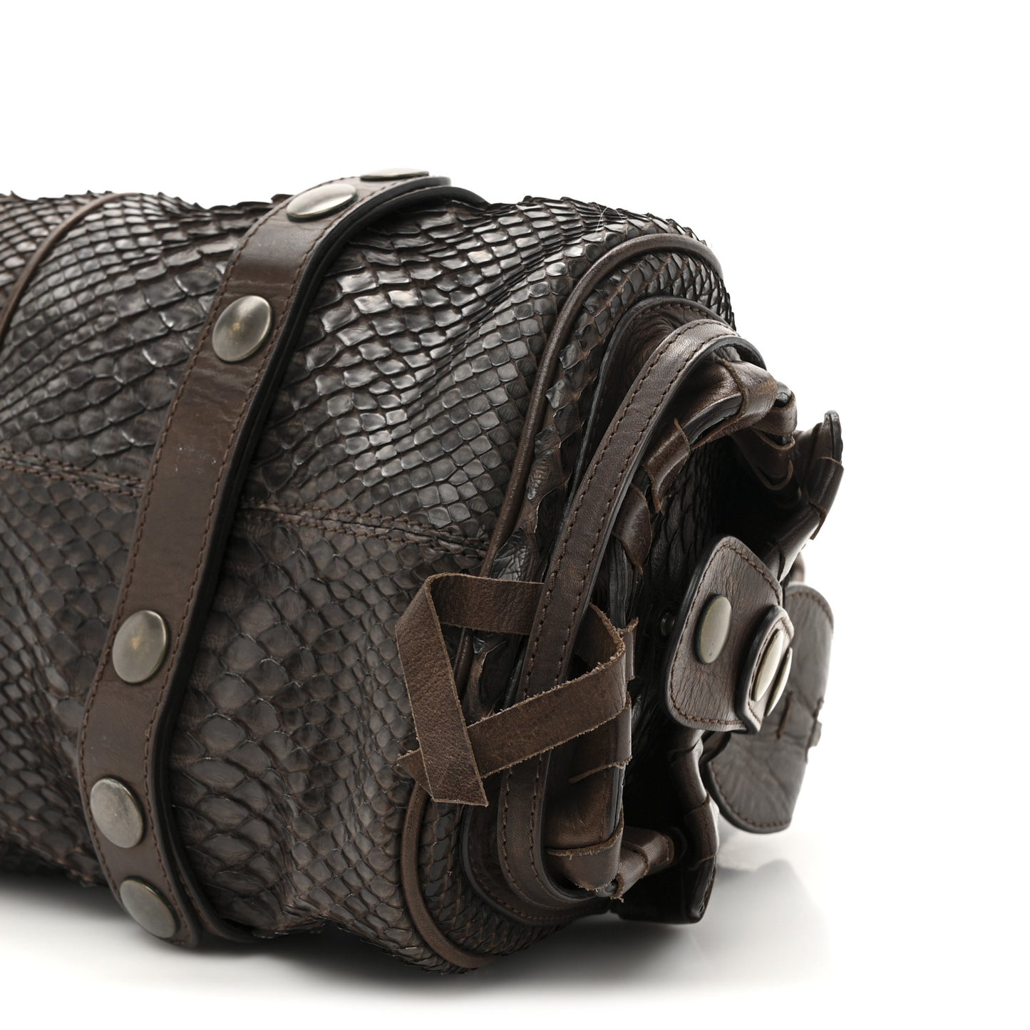 Snakeskin Silverado Shoulder Bag Dark Brown