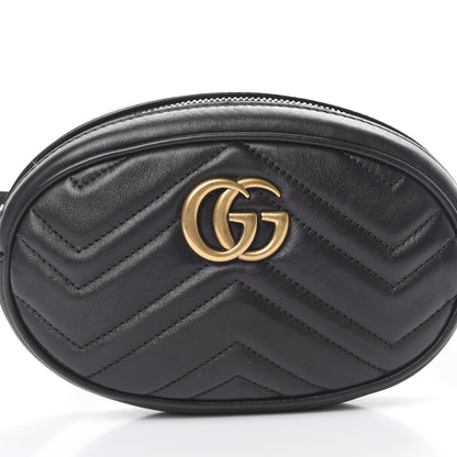 Gucci Calfskin Matelasse GG Marmont Belt Bag 85 34 Black 7 of 13