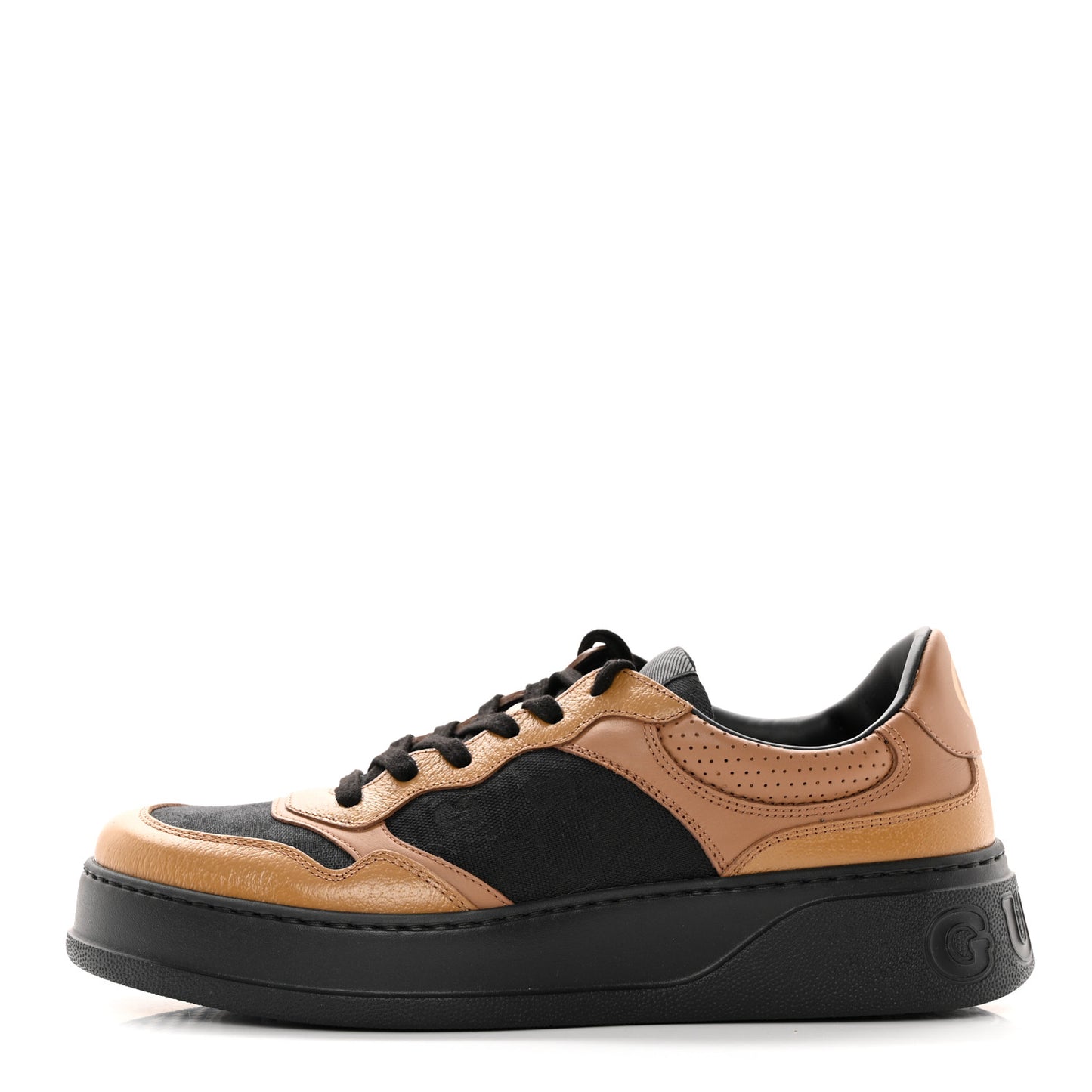 Textured Dollar Calfskin Monogram Perforated Mens Interlocking G 55mm Sneakers 9 Khaki Beige Black