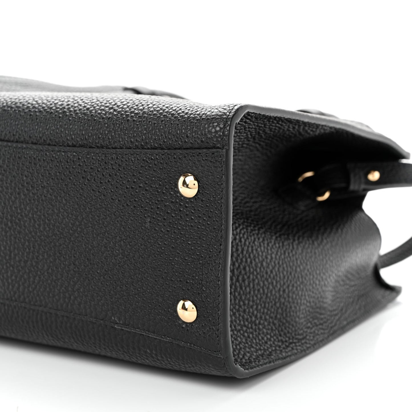 Hammered Calfskin Double Handle Small Amy Tote Black