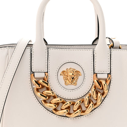 Versace Grained Calfskin Small La Medusa Chain Tote White 6 of 9