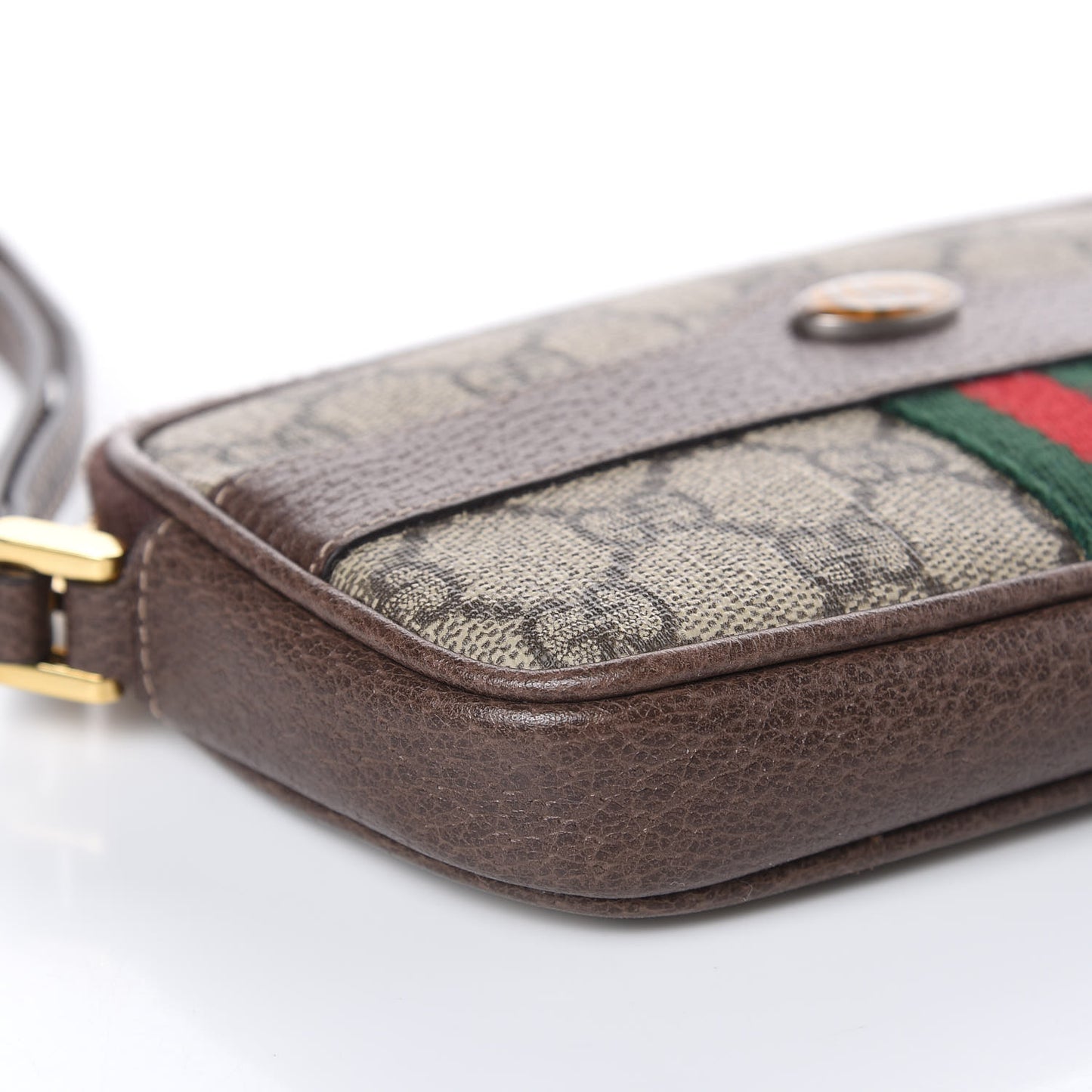 GG Supreme Monogram Ophidia Phone Case Wristlet Brown