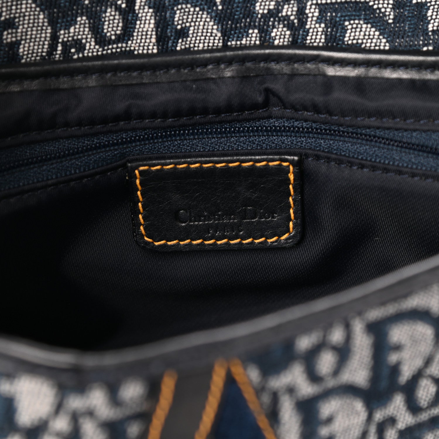 Christian Dior Monogram Double Saddle Bag Navy Blue 6 of 8