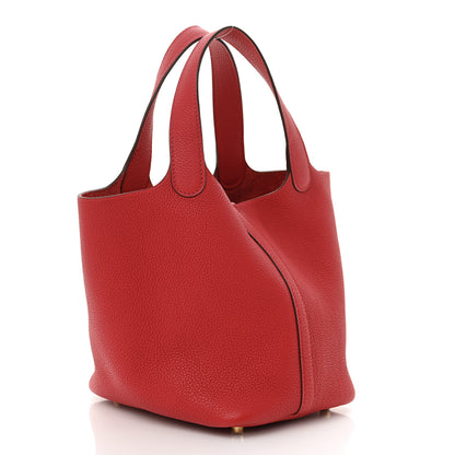 Hermes Taurillon Maurice Picotin Lock 18 PM Rouge Piment 3 of 10