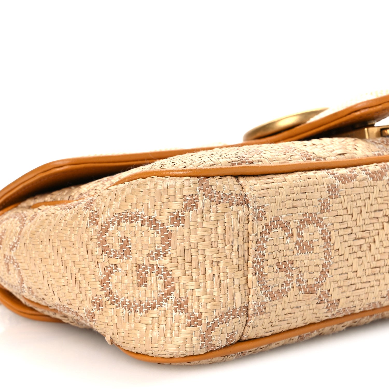 Gucci Raffia GG Monogram Matelasse Small GG Marmont Shoulder Bag Natural Beige Off White Sun Oil 10 of 11