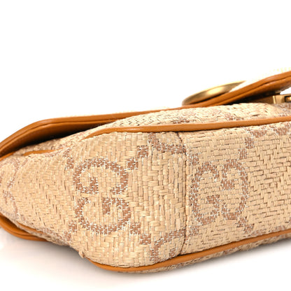 Gucci Raffia GG Monogram Matelasse Small GG Marmont Shoulder Bag Natural Beige Off White Sun Oil 10 of 11