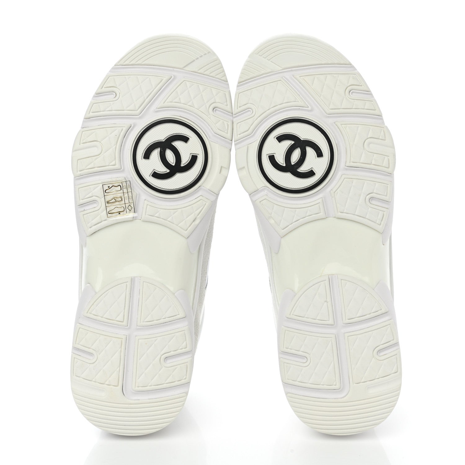 Chanel Suede Calfskin Fabric CC Sneakers 37.5 White 5 of 8