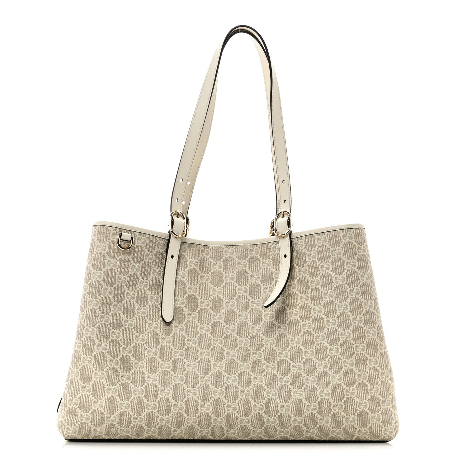 Gucci GG Supreme Monogram Emblem Large Tote Bag  Mystic White Oatmeal 1 of 11