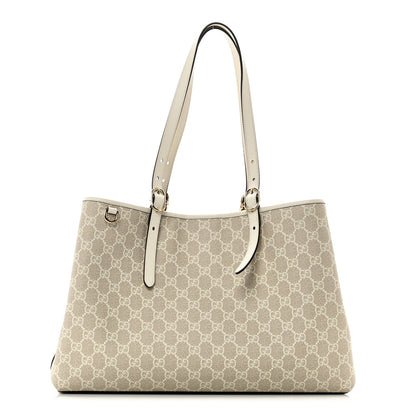 Gucci GG Supreme Monogram Emblem Large Tote Bag  Mystic White Oatmeal 1 of 11
