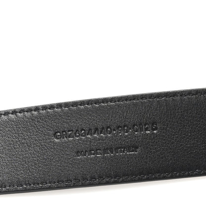 Saint Laurent Grained Calfskin Monogram Cassandre Square Buckle Belt 90 36 Black 4 of 5