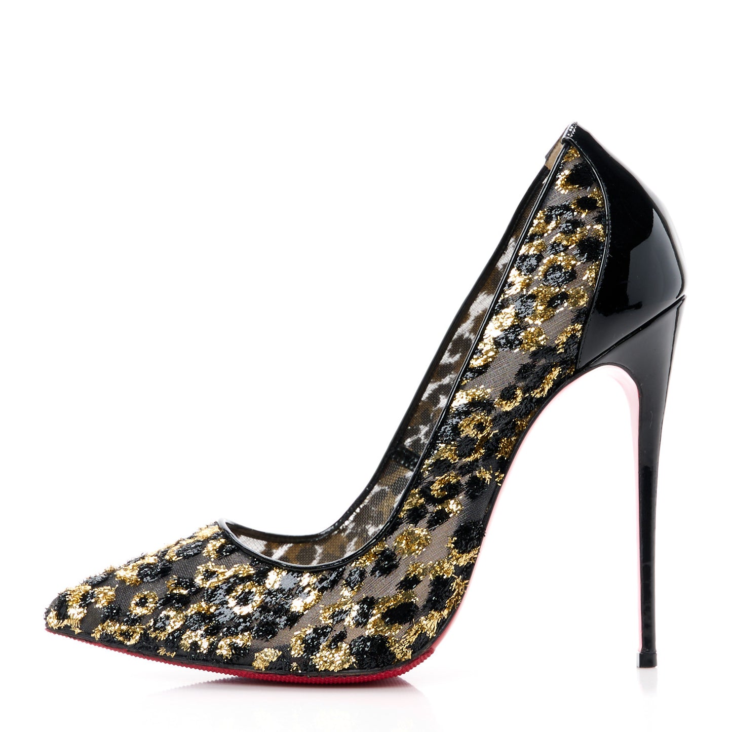 Leopard Chiffon Pigalle Follies 120 Pumps 38.5 Gold