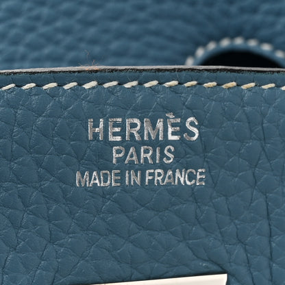 Hermes Taurillon Clemence Birkin 35 Blue Jean 5 of 19