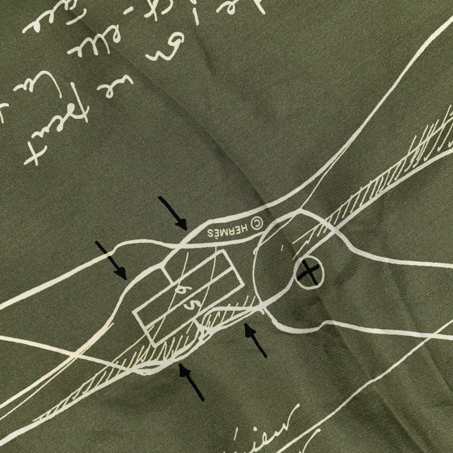 Hermes Silk Le Pegase d'Hermes Cut Wash 140 Scarf Kaki Gris Perle Or 3 of 8
