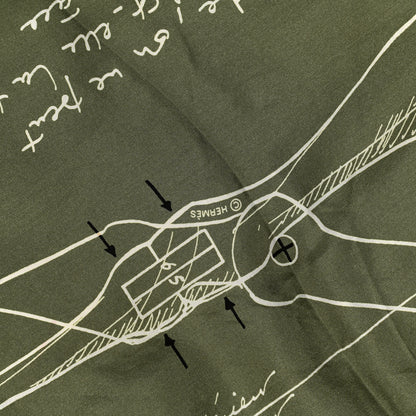 Hermes Silk Le Pegase d'Hermes Cut Wash 140 Scarf Kaki Gris Perle Or 3 of 8