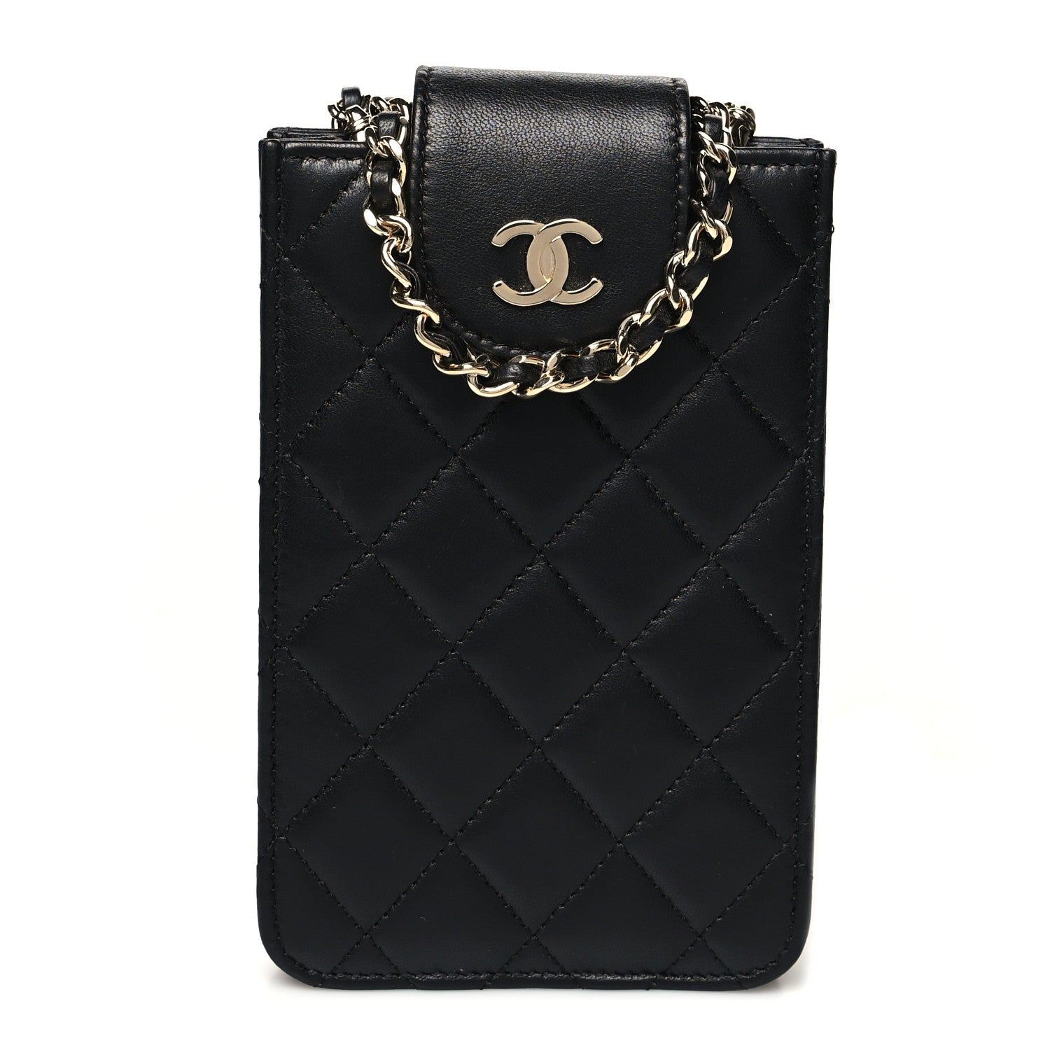 Chanel Lambskin Quilted CC Phone Holder Black 1 of 12