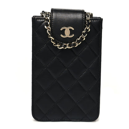 Chanel Lambskin Quilted CC Phone Holder Black 1 of 12