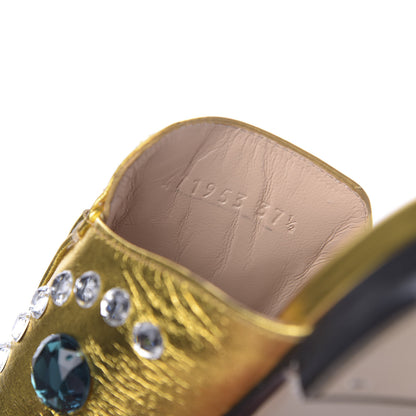 Gucci Metallic Nappa Crystal Womens Princetown Slippers 37.5 Gold 10 of 11