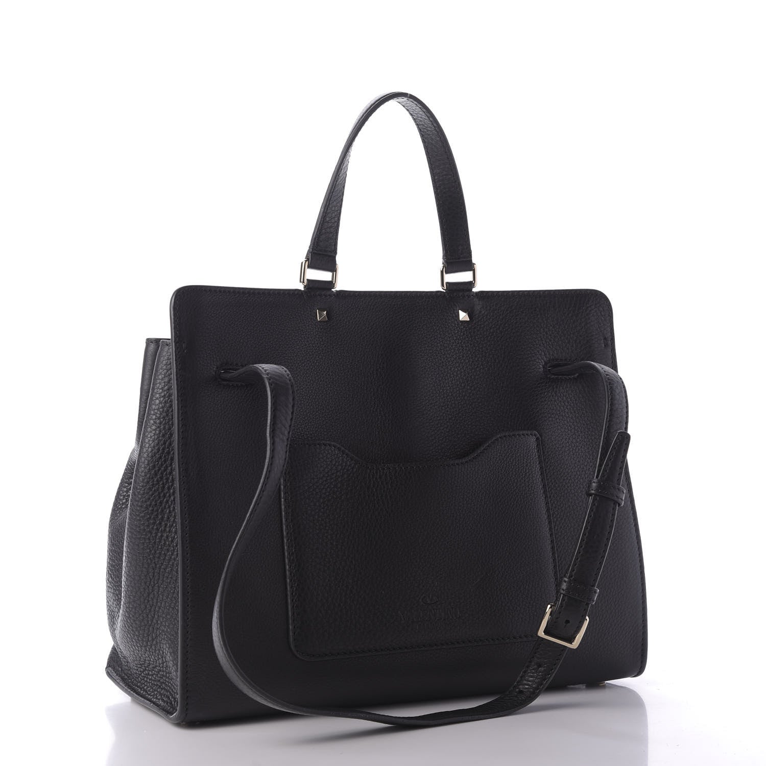 Valentino Garavani Pebbled Calfskin Large JoyLock Satchel Black 4 of 9