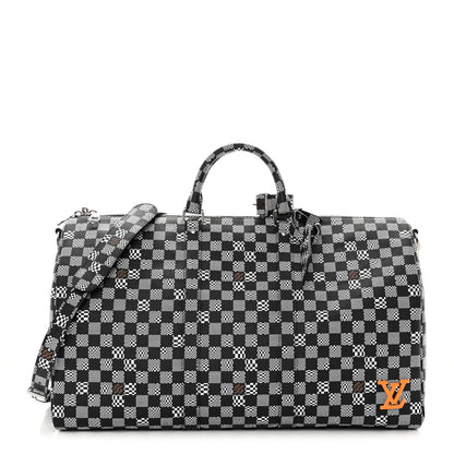 Louis Vuitton Damier Distorted Keepall Bandouliere 50 Black White 1 of 9