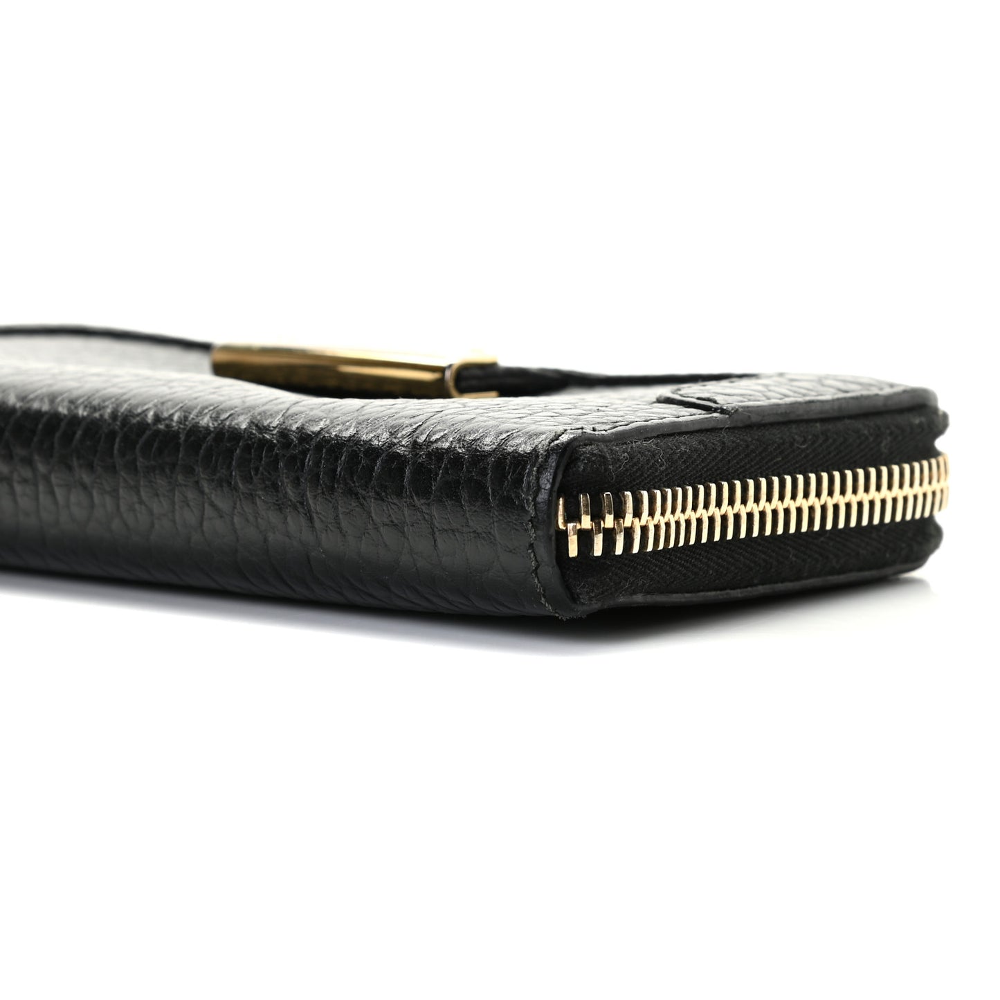 Grainy Calfskin Zip Around Wallet Black