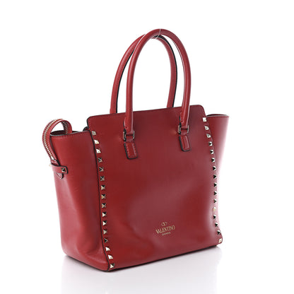 Valentino Garavani Vitello Rockstud Double Handle Tote Rosso Valentino 2 of 5
