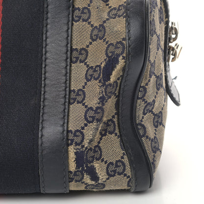 Gucci Monogram Vintage Web Small Boston Navy 7 of 11