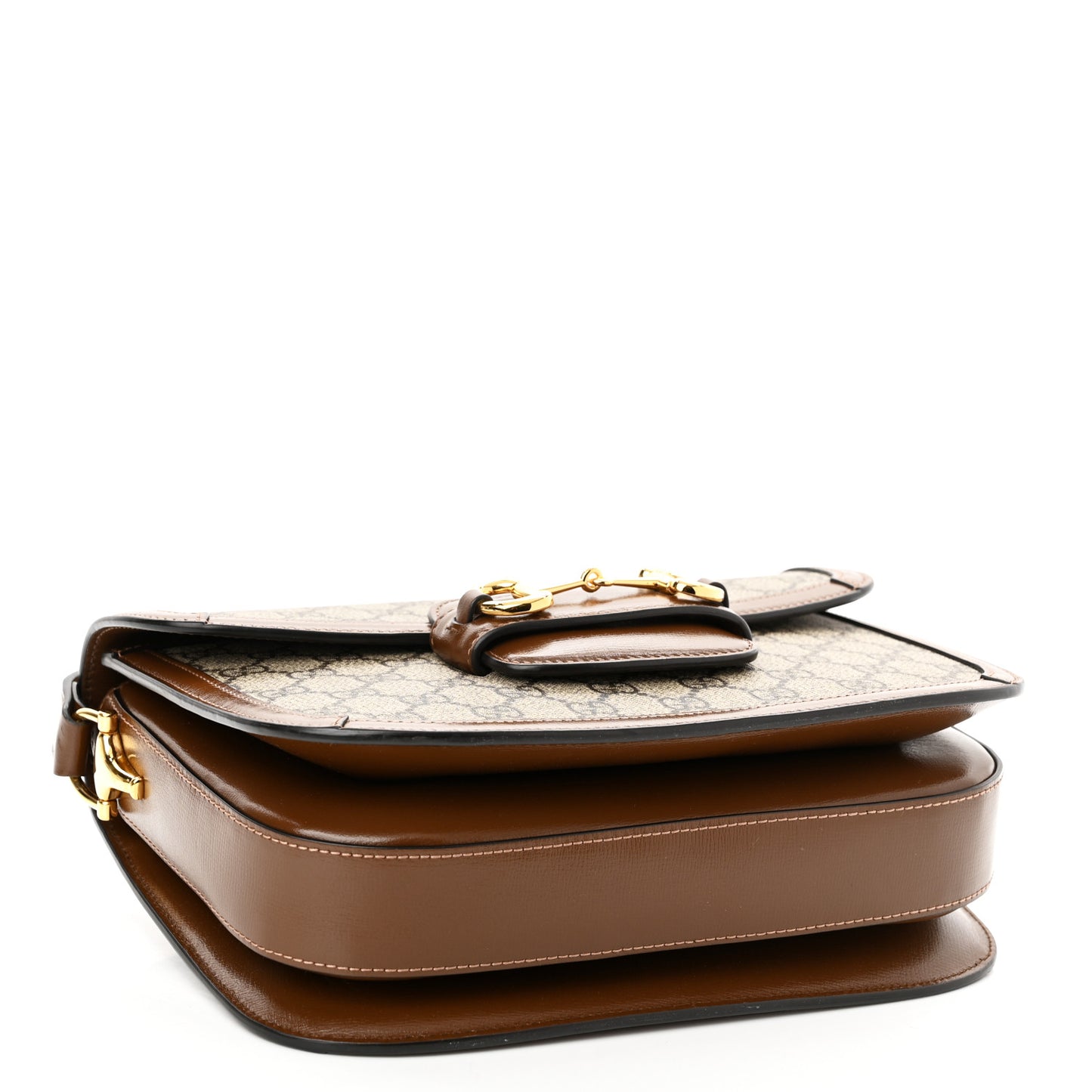 GG Supreme Monogram Horsebit 1955 Shoulder Bag Beige Brown Sugar