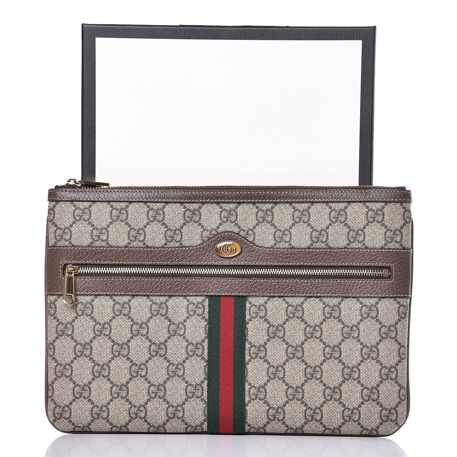 Gucci GG Supreme Monogram Large Ophidia Pouch Clutch Brown 8 of 8