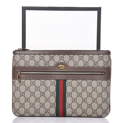 Gucci GG Supreme Monogram Large Ophidia Pouch Clutch Brown 8 of 8