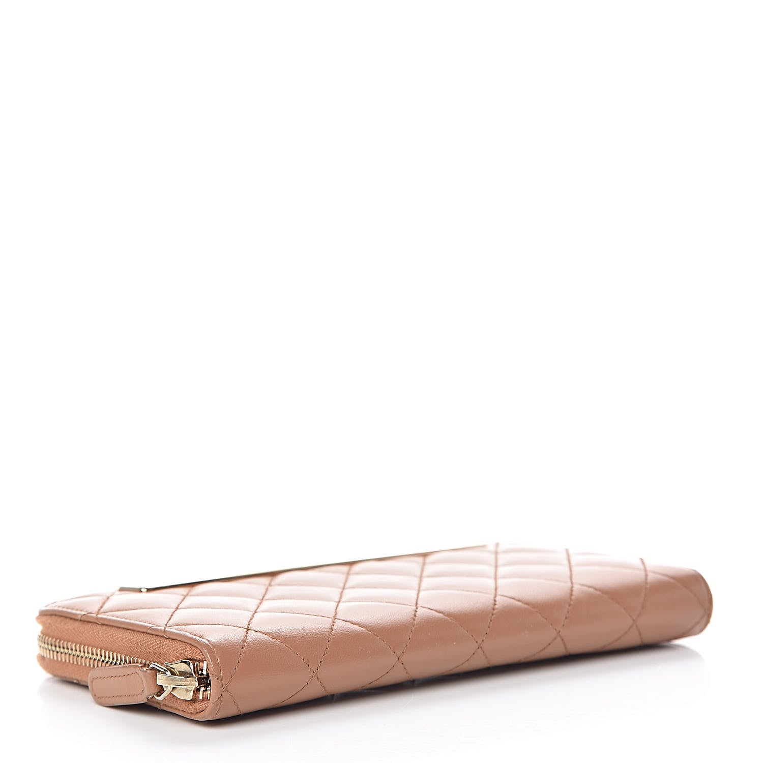 Chanel Lambskin Quilted Large Gusset Trendy CC Zip Around Wallet Dark Beige 4 of 10