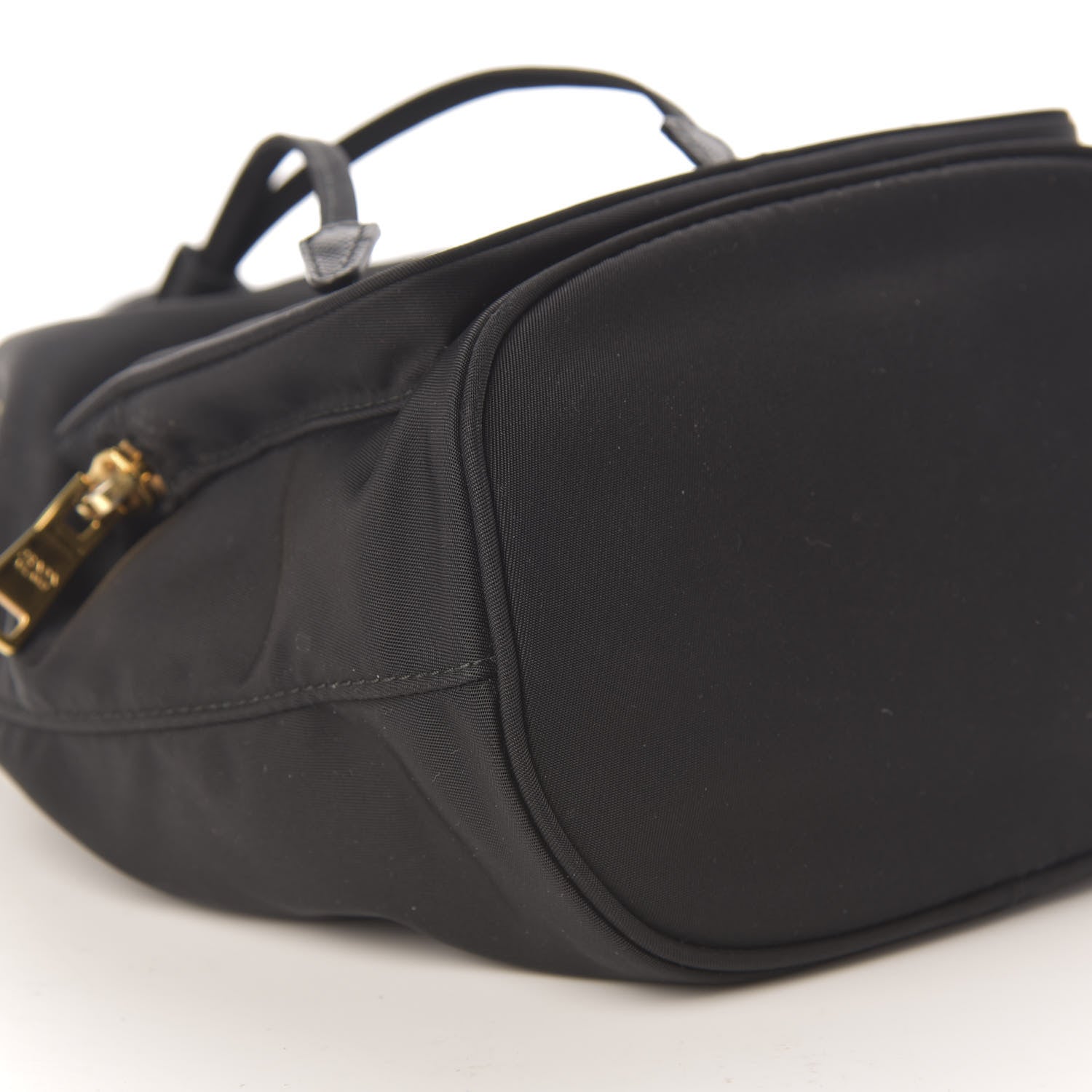 Prada Saffiano Tessuto Nylon Mini Bucket Crossbody Bag Black 5 of 9