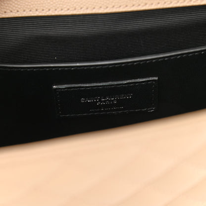 Saint Laurent Grain De Poudre Textured Mixed Matelasse Medium Triquilt Monogram Satchel Nude Powder 6 of 9