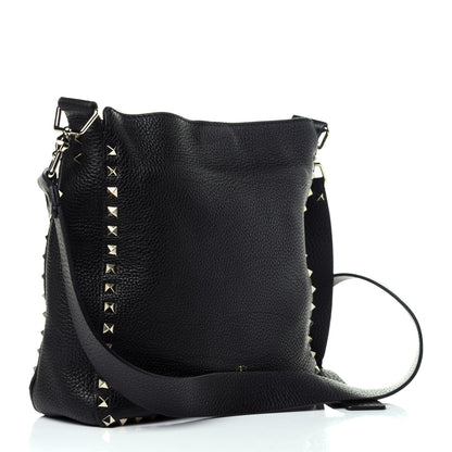 Valentino Garavani Pebbled Calfskin Small Rockstud Flip-Lock Messenger Bag Black 3 of 9
