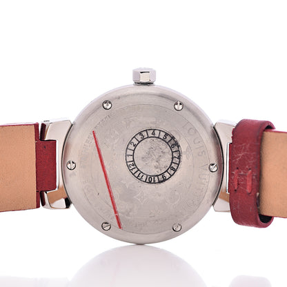 Louis Vuitton Stainless Steel Monogram 28mm Tambour Quartz Watch Brown 5 of 9