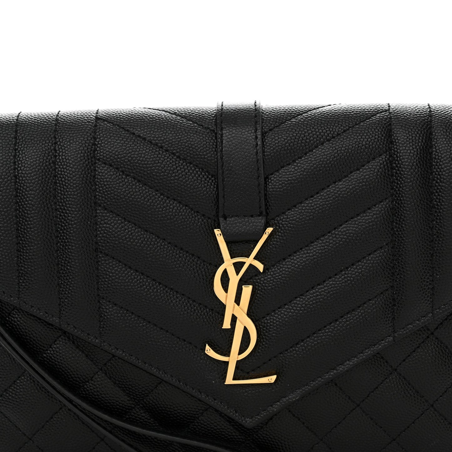 Grain De Poudre Textured Mixed Matelasse Triquilt Monogram Clutch Black