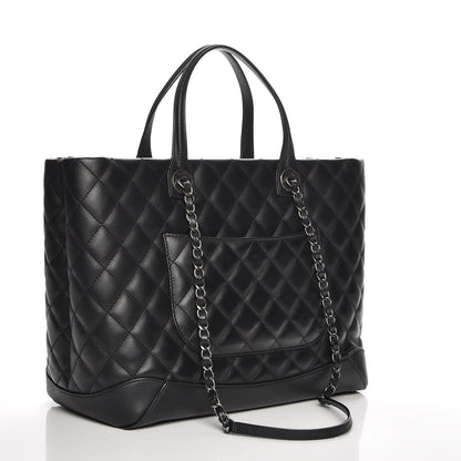 Chanel Calfskin Quilted Large Easy Shopping Tote Black 4 of 9