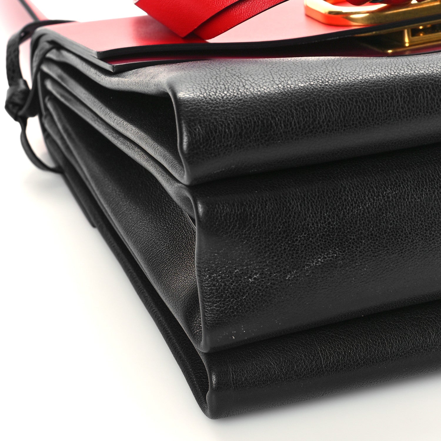 Valentino Garavani Smooth Calfskin Medium Vring Shoulder Bag Rouge Pur Cerise Black 7 of 10