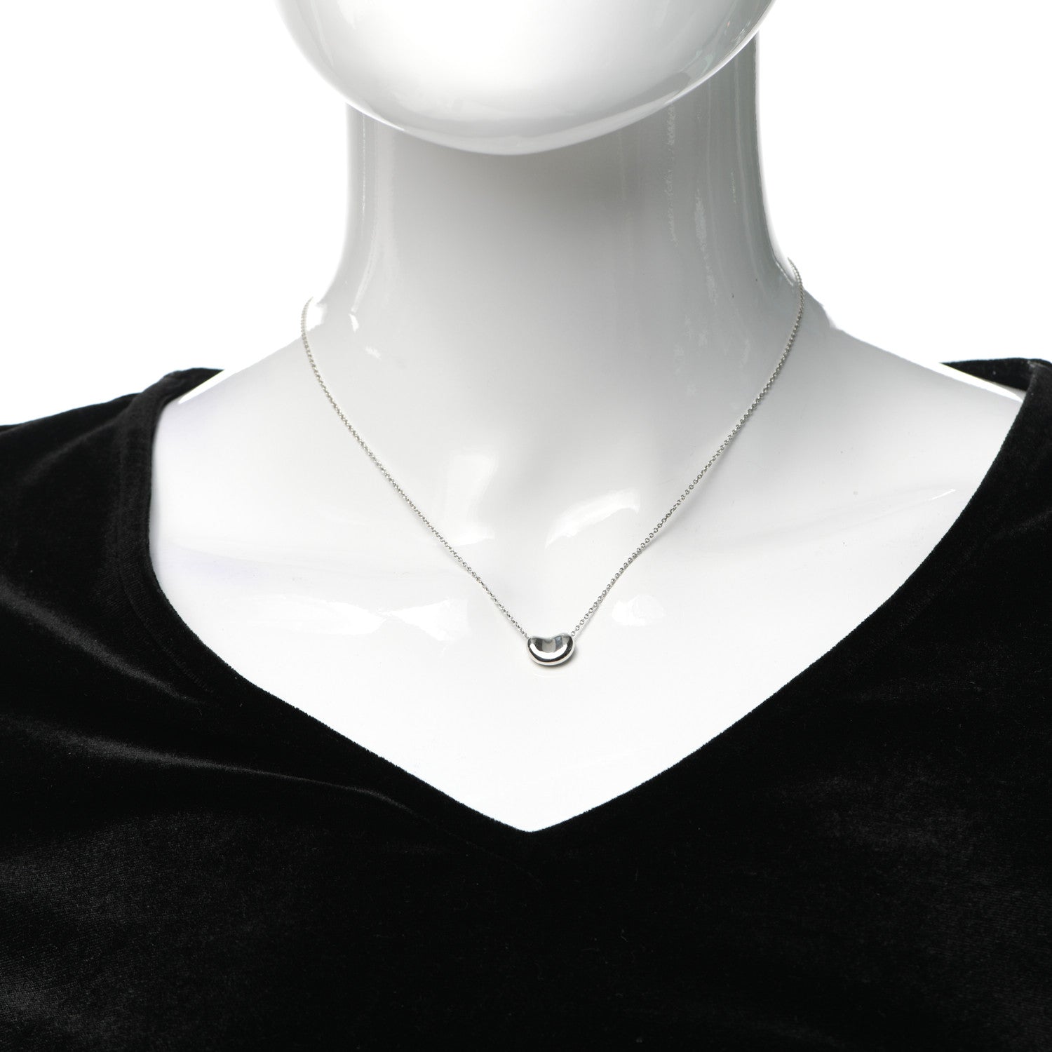 Tiffany Sterling Silver 12mm Elsa Peretti Bean Pendant Necklace 2 of 5