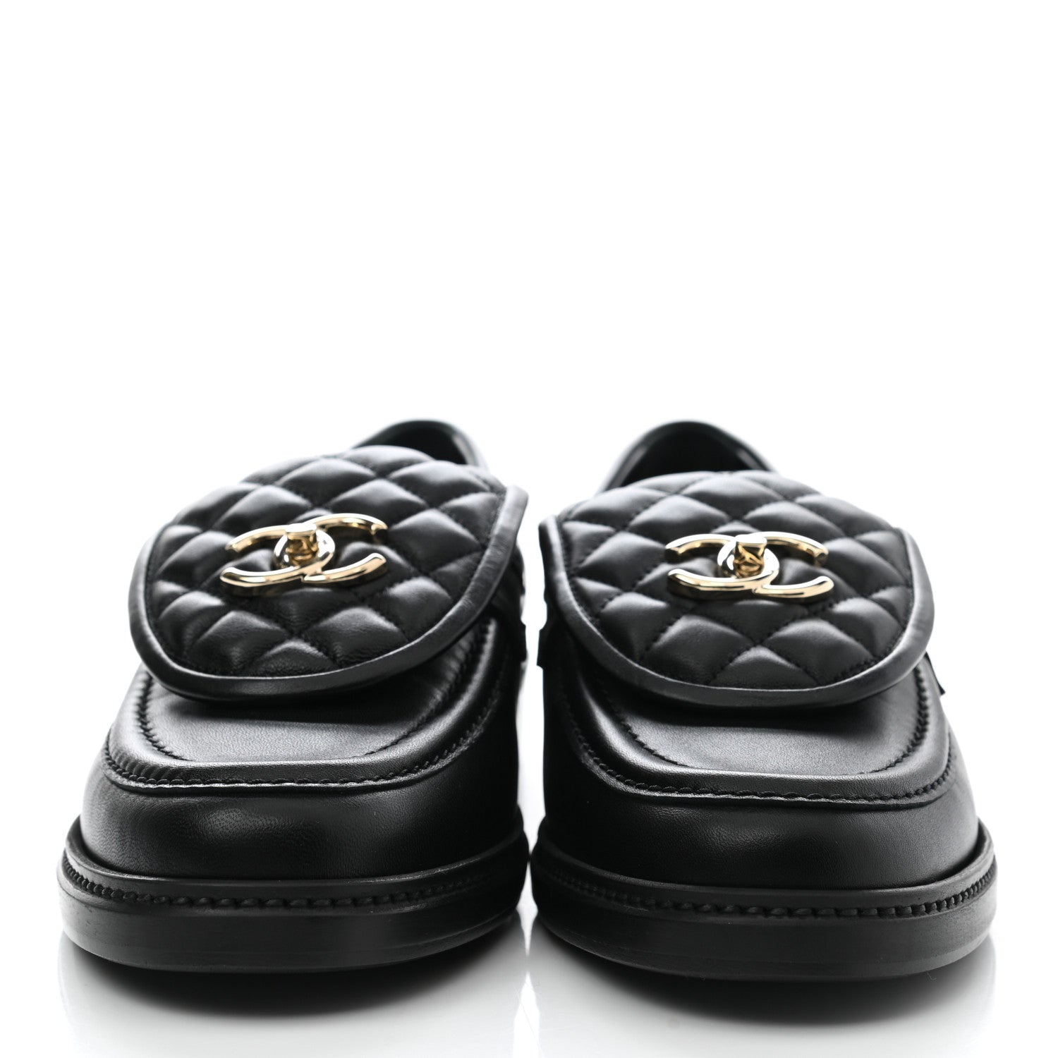 Chanel Lambskin Quilted CC Turnlock Loafers 40.5 Black 2 of 9