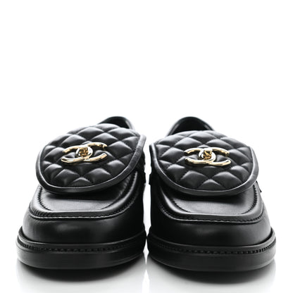 Chanel Lambskin Quilted CC Turnlock Loafers 40.5 Black 2 of 9