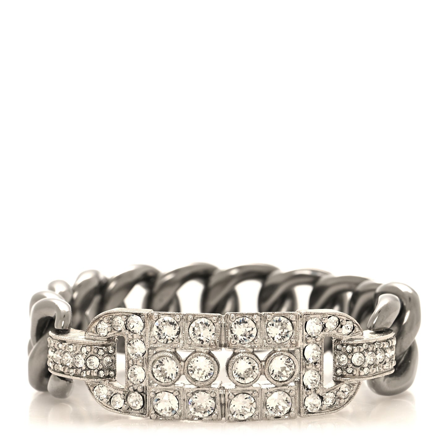 Crystal Chain Link CC Bracelet Ruthenium